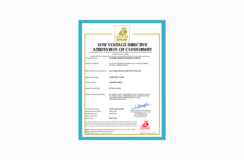 CE Certificate - Gouging Torch
