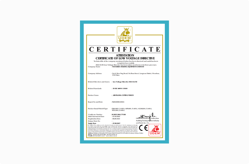 CE Certificate - Air Plasma Cutting Torch